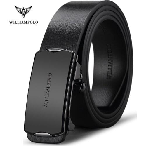WILLIAMPOLO Top Brand leather cow belt men automatic buckle men belt High Quality luxury strap fashion Male Belts new design