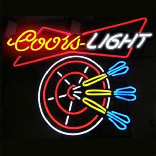 17*14" COORS LIGHT DART NEON SIGN Signboard REAL GLASS BEER BAR PUB Billiards display Restaurant Shop christmas Light Signs