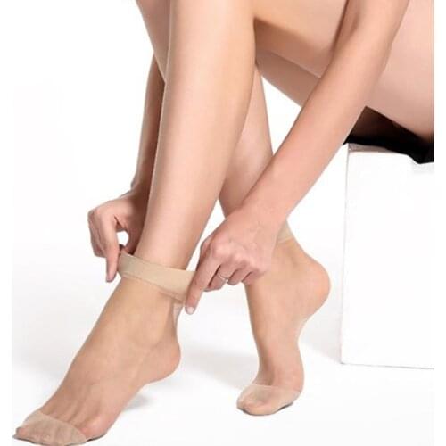 10 Pair Women High Elastic Ultra-thin Transparent Short Crystal Socks Casual Socks Summer Breathable Pure Color Nylon Short Sock