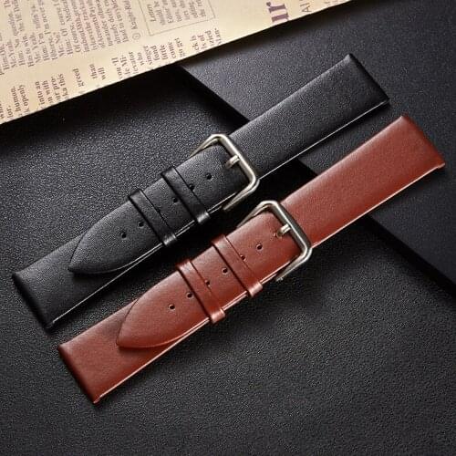 Genuine Leather Watch Band Straps Watchbands 14mm 16mm 18mm 20mm 22mm 24mm Soft Matte Pin Buckle Strap Accessories Black Brown