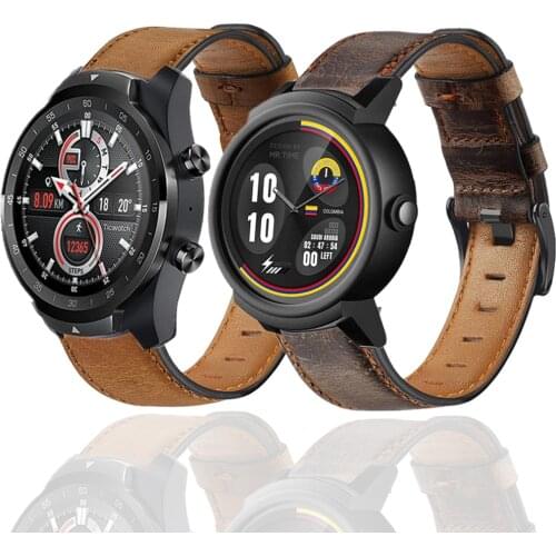 22MM Leather Straps For Ticwatch Pro 2020/2019 Smart Watch Band Replace Bracelet PU Wristbands For Ticwatch Pro 4G eSIM/3/3 GPS