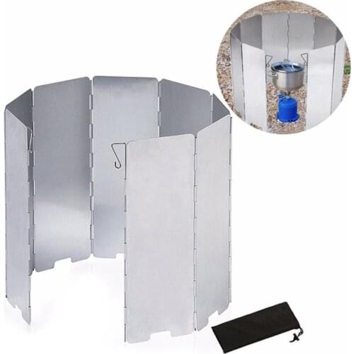 9 Plate Foldable Aluminum Outdoor Stove Wind Shield Gas Burner Windshield Wind Protector Picnic Camping Stove Windscreen