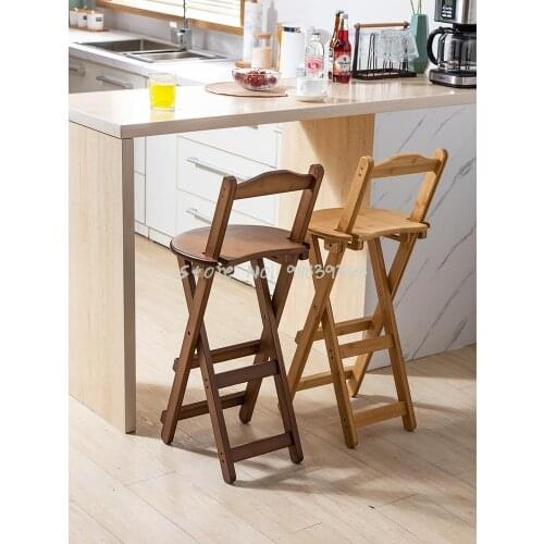 Back Bar Chair Folding Living Room High Stool Solid Wood Bar Chair Modern Simple Family Dining Room Bar Stool