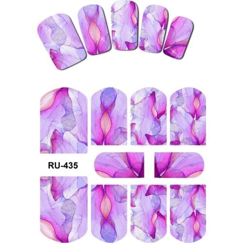 UPRETTEGO NAIL ART BEAUTY WATER DECAL SLIDER NAIL STICKER COLORFUL HALF TRANSPARENT FLOWER PETALS NATURAL PATTERN RU433-438