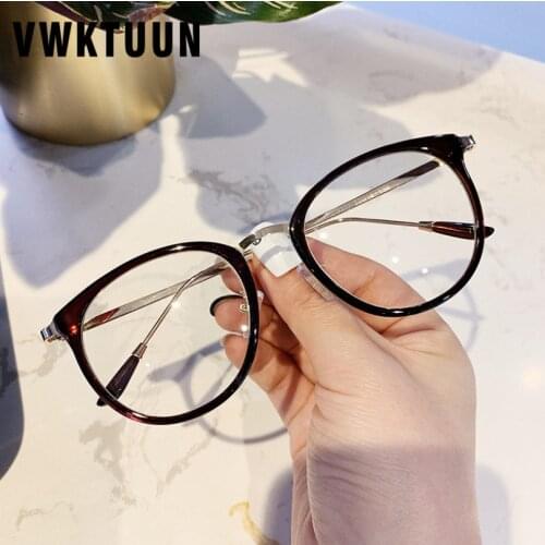 VWKTUUN Round Eyeglasses Frames Vintage Oversized Metal Glasses Frame Women Men Optical Glasses Frame TR90 Students Glasses