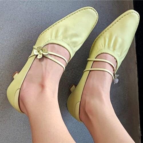 Oxfords Women Leather Mary Janes Kitten Heel Round Toel Flower Slip On Wedding Shoes Nightclub 34 35 36 37 38 39 40