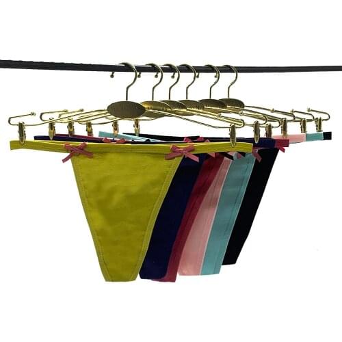 6 Pieces Womens Sexy G Strings Cotton Panties Transparent Thong Woman Underwear Lingerie Femme Solid Color Underpants Female