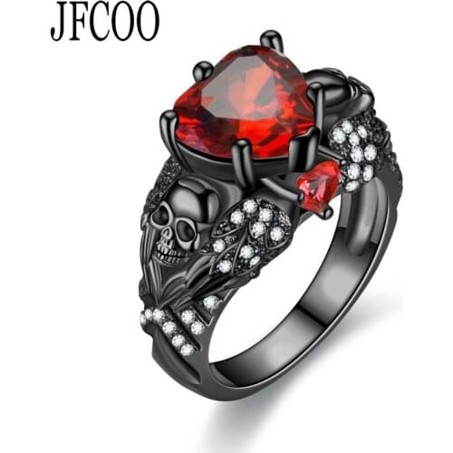 For Women Silver Plated Luxury Gifts Punk Skull Crystal CZ Gothic Flower Rings Wedding Ring fine Jewelry Dropshipping