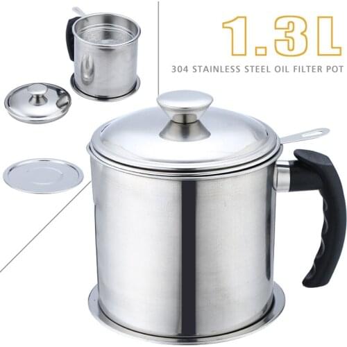 1.3L Oil Filter Storage Can Grease Strainer Pot Oil Strainer Container Kitchen Cooking Tool Restaurant Dispenser Kitchen Gadgets
