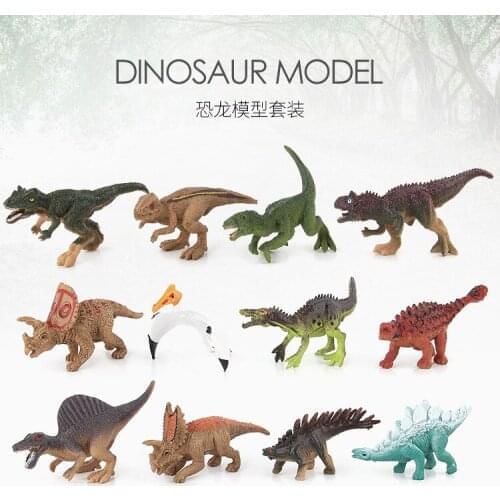 12pcs/lot Jurassic Park plastic dinosaur toy tyrannosaurus animal model triceratop T-rex children gift baby toys