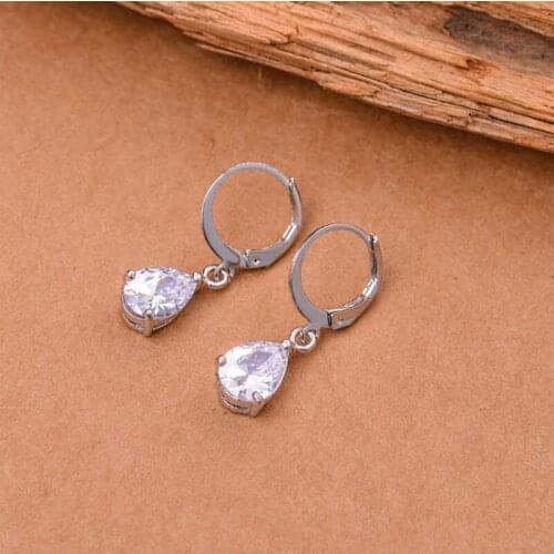 2021 1 Pair Simple Fashion Women Earrings Zircon Water Drops Shape Vintage Modern Beautiful Elegant Ladies Earring Jewelry TY66