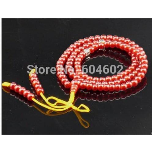 6mm Tibetan Buddhism 108 Red bead Prayer Bead Mala Necklace