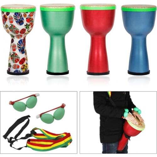 8 Inch African Drum ABS Material Lightweight Design Djembe Drum with Shaker Eggs and Shoulder Strap