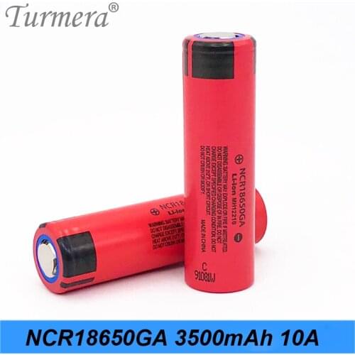 Turmera 18650 3500mAh NCR1865GA Battery for 12V 14.4V 18V 21V 25V Screwdriver Drill Batteries and Flashlight Headlamp E-Bike Use