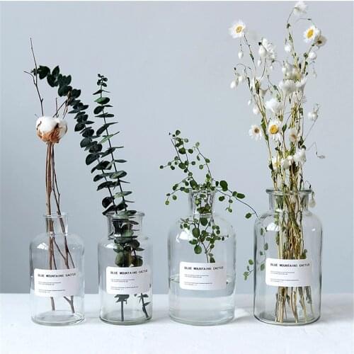 Minimalist Chic Glass Storage Jars Scandinavian Elegance Transparent Desk Storage Bottle Organizer Flower Vase Decor