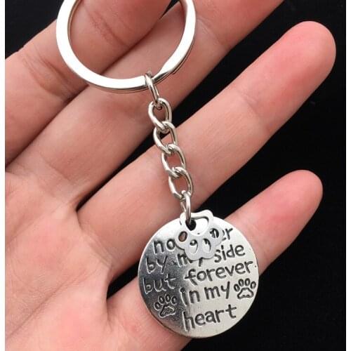 2019 Cat Dog Paw Footprint Keychain Stainless Steel key chain Engrave no longer by my side but forever in my heart sleutelhanger