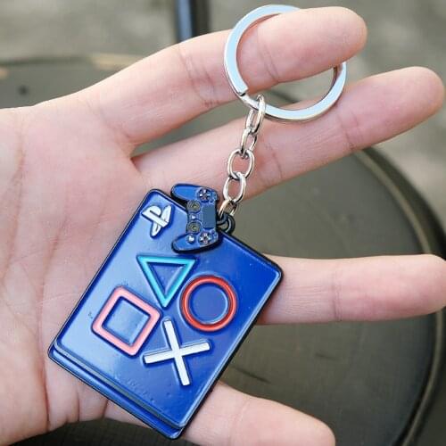 Playstation logo with game handle key chain Pendant Metal key ring Cosplay Otaku Kids Unisex Jewelry Accessories Gift