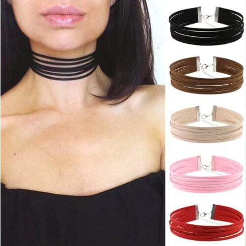 Black suede choker necklace Leather gothic velvet chokers boho Jewelry Collar 2018 neck Punk Goth jewellery