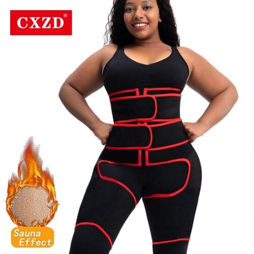 CXZD 3 in 1 Waist Traine & Thigh Trimmer Belt Women Shapewear Neoprene Sweat Corset Slimming Modeling Strap thigh trainer