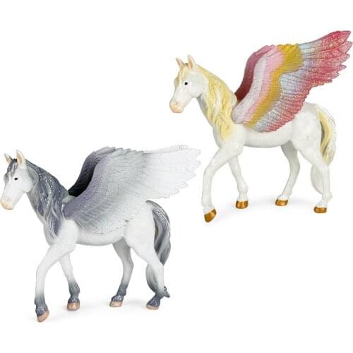 New Simulation Animal Model Western Mythology Legend Color Pegasus Unicorn Plastic Solid PVC Action Figure Kids Collect Toy Gift