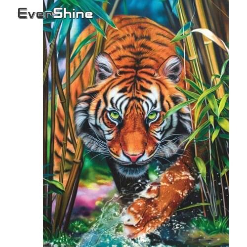 Evershine 5D DIY Diamond Painting Tiger Rhinestone Pictures Full Square Diamond Embroidery Sale Animal Home Decor Gift