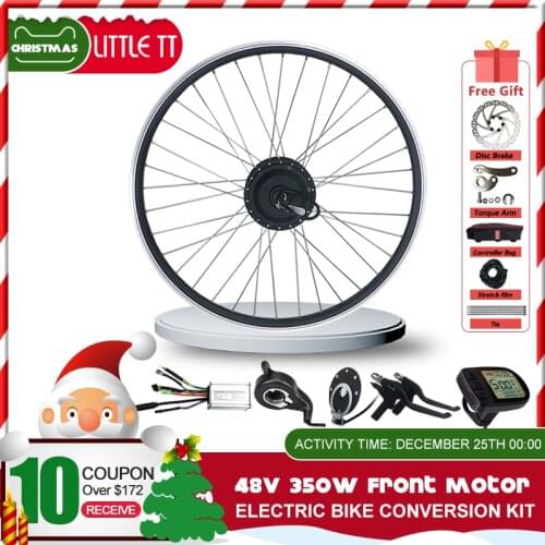 Electric Bicycle Conversion KIt 48V 350W Brushless Gear Front Hub Motor Wheel 16''-29'' 700C for Electric Bike