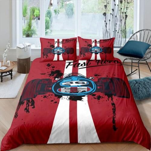 Red Racing Cars Bedding Set Boys Fashion Gift 3D Print Comforter Luxury Queen King Single Duvet Cover Set Home Textile Modern