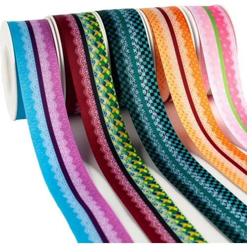 Kimetsu no Yaiba Characters Printed Japanese Flower Grosgrain Ribbon 5Yards for DIY Hair Bow Handmade Material Headdress