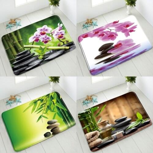 Zen Stone Bamboo Bath Mat Shower Room Non-Slip Mat Dedroom Kitchen Doormat Water Absorption Carpet Foot Pad Washable Home Decor