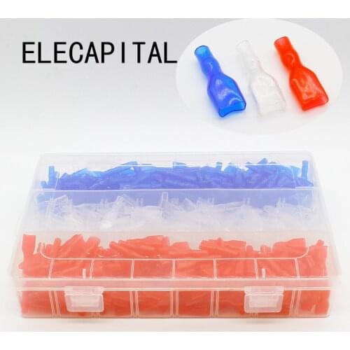600pcs 3 colours Cover Case for 6.3mm Crimp Terminal Spade Connector 6.3 terminal cap