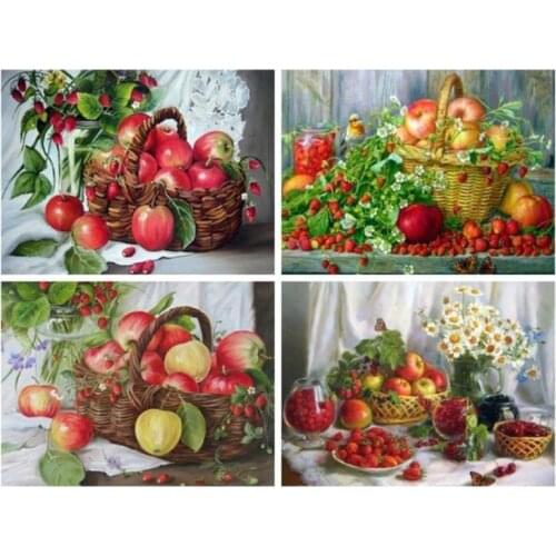 Kitchen diamond painting full fruits crystal embroidery diamond dotz appls mosaic cross stitch sticker resin beads poster craft