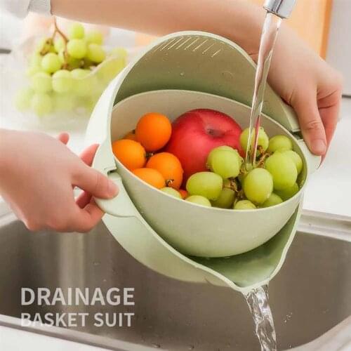 Kitchen utensils drain basket, fruit and vegetable basket, vegetable sink, retractable and rotating for easy cleaning