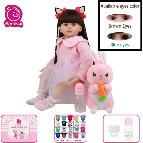 Hoomai 60CM Newest Reborn Babies Doll Cloth Body Lovely Long Hair Girl Dolls For Childrens day Xmas Gift Best Playmates