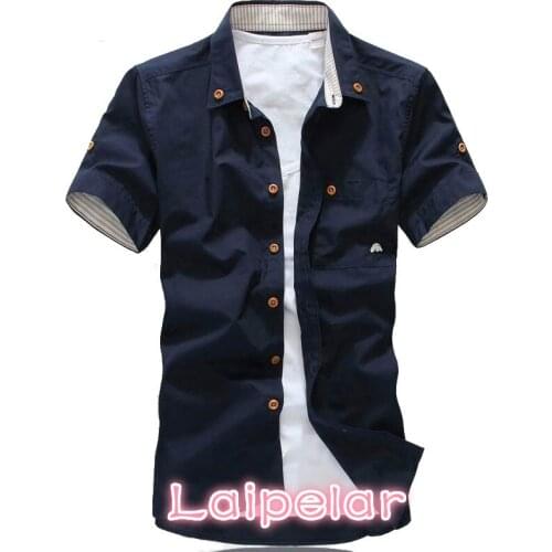 Laipelar plus size 5xl mushroom embroidery mens short sleeve casual shirts fashion new summer cotton shirts men social