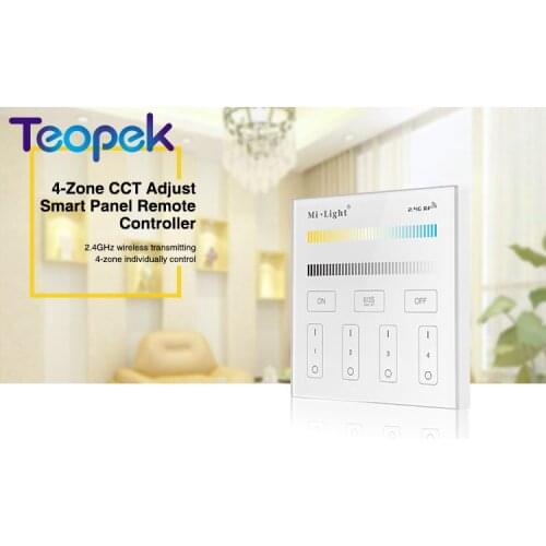 Mi.light T2 AC220V 4-Zone CCT Adjust Panel Remote Controller color temperature and brightness for led strip light lamp bulb