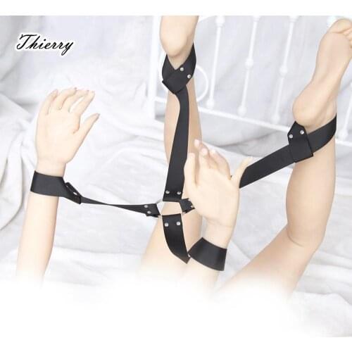 Thierry soft Flirting Handcuff Wrist & Ankle Cuffs Kit Intimate Contact Adjustable Sexual Assistance Adult Games For Couples