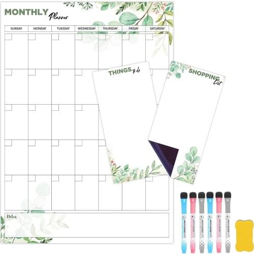 Soft Magnetic Calendar for Refrigerator Magnetic Dry-Erase Board Magnetic Fridge Planner Shopping List Menu Weekly Planner Board