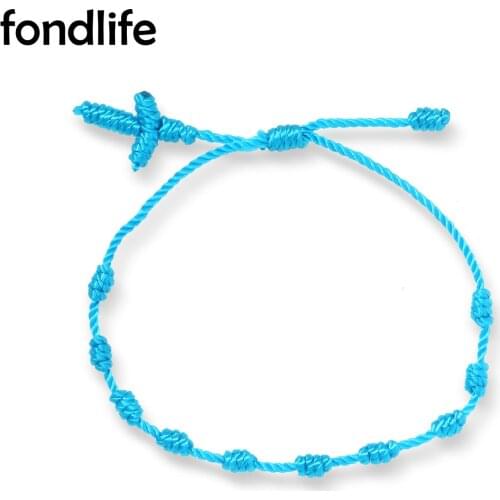 Soft Cord 10 Lucky Knot Braided Cross Bracelet Women Kid Unisex Hot Sale String Handmade Pretty Summer Beach Surf Jewelry Gift