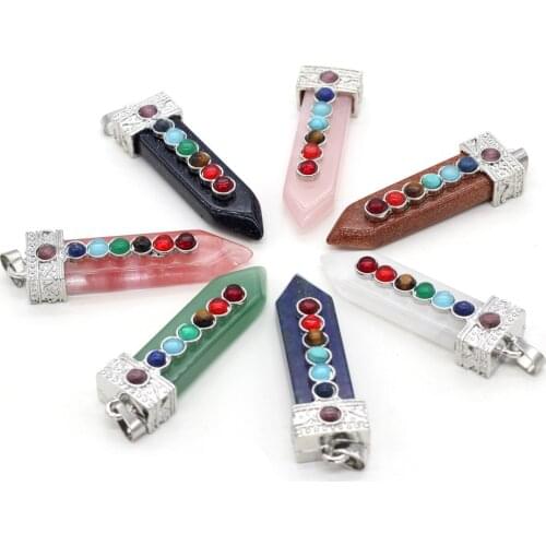Natural Stone Pendant Sword-Shaped Metal Alloy Semi-Precious For Jewelry Making DIY Necklace Bracelet Anklet Earrings Accessory