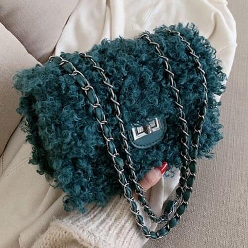 NEW Small Square Bag Womens Fashion High Quality Lamb Cashmere Shoulder Crossbody Bags Female Chain Designer Handbag And Purses