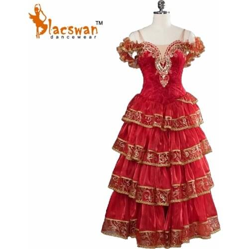 2017 New Spanish Kitri Ballet Dress Don Quixote Adult Red Romantic Tutu BT816 Professional Ballet Tutu Spanish Dance Costume