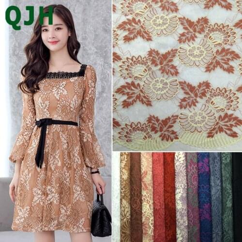 New 150cm Width Double-color Flower Embroidery Nigerian Lace Fabrics Handmade Ladys Beautiful Skirt Accessories Tulle For Dress