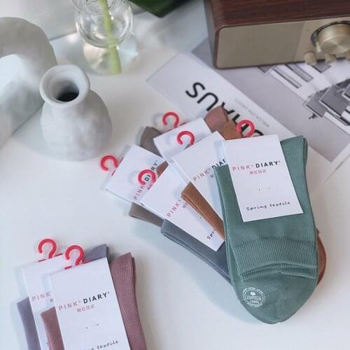 Solid High Quality Women Socks 100% Cotton Cozy Breathable Autumn Winter Warm Socks Japanese Korean Style Harajuku Kawaii Sock