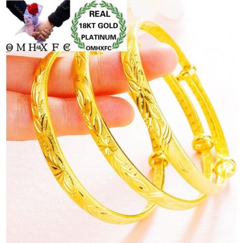 OMHXFC Wholesale European Fashion Woman Girl Party Wedding Gift Sun Vintage Elegant Flower 18KT Gold Bangles Bracelets BE08
