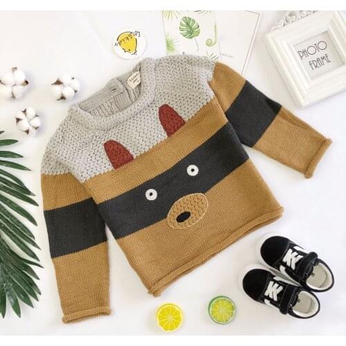 Autumn Winter Children Sweaters Baby Boy Girls Cotton Wool Sweater Cartoon Animal Tops Clothes