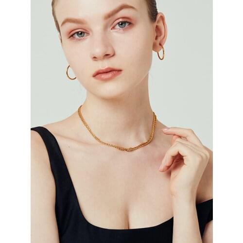 Titanium With 18K Gold Twist Chains Knot Choker Necklace Women Stainless Steel Jewelry T Show Party Runway Boho Japan Korea