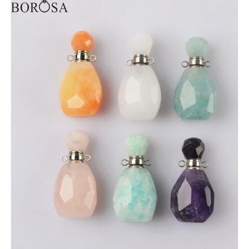 Silver Plated Natural Stone Perfume Bottle Diffuser Necklace Connector Essential Oil Bottle Connectors Necklace for Women WX1834