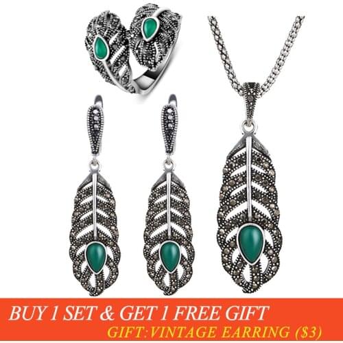 Size 6-9 Vintage Green Leaf Jewelry Sets Women Quality Rhinestone Shopping Party Jewellery