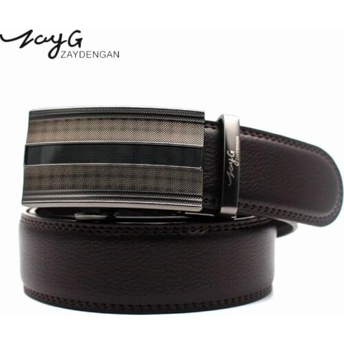ZAYG Brand Belt Men Belt Black Brown Genuine Leather Belts Men Luxury Designer 3.5cm Belts For Men Metal Automatic Buckle Waist