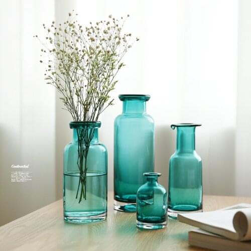 Ocean blue glass vase rustic wind vase plant vase glass jar